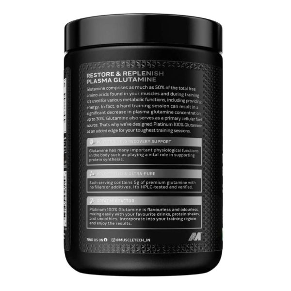 Muscletech Platinum 100% Glutamine - Unflavored - Image 3