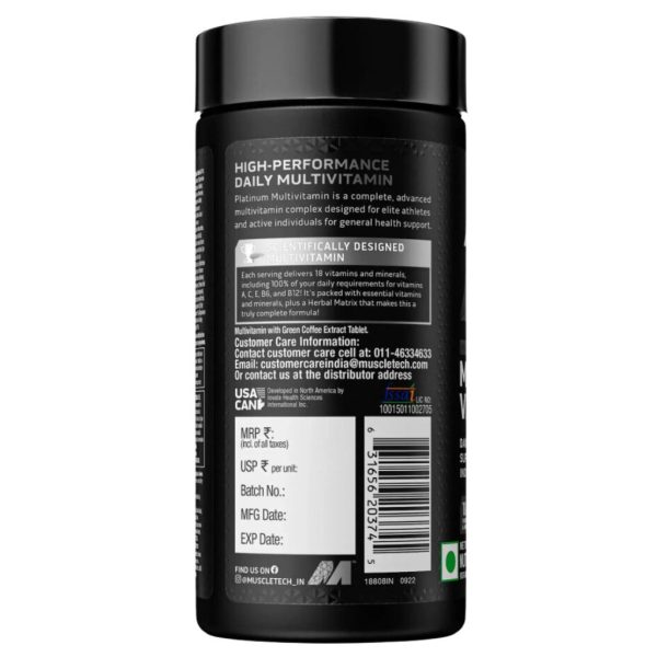 Muscletech Platinum Multivitamin - 60 Tabs - Image 2