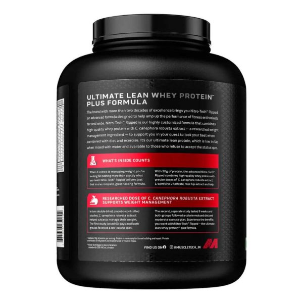 MuscleTech Nitro-Tech Ripped Whey Protein Powder - 1.8kg - Image 3