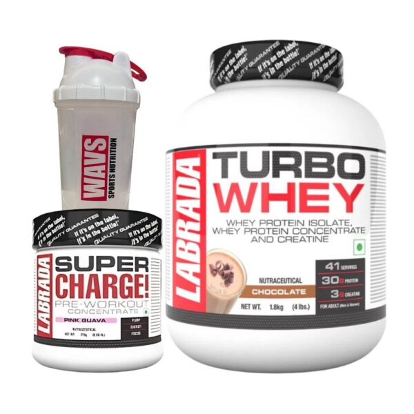 Combo 3- LABRADA TURBO WHEY 2kg; LABRADA SUPER CHARGE; Shaker