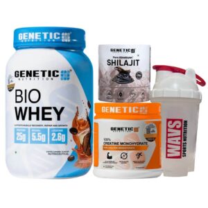 Combo 4 - Genetic whey 2kg; Genetic Creatine 200g; Shitajit; Shaker