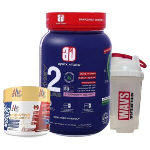 Combo 6 - Apex vitals whey 2kg; American muscle creatine 100g; Shaker