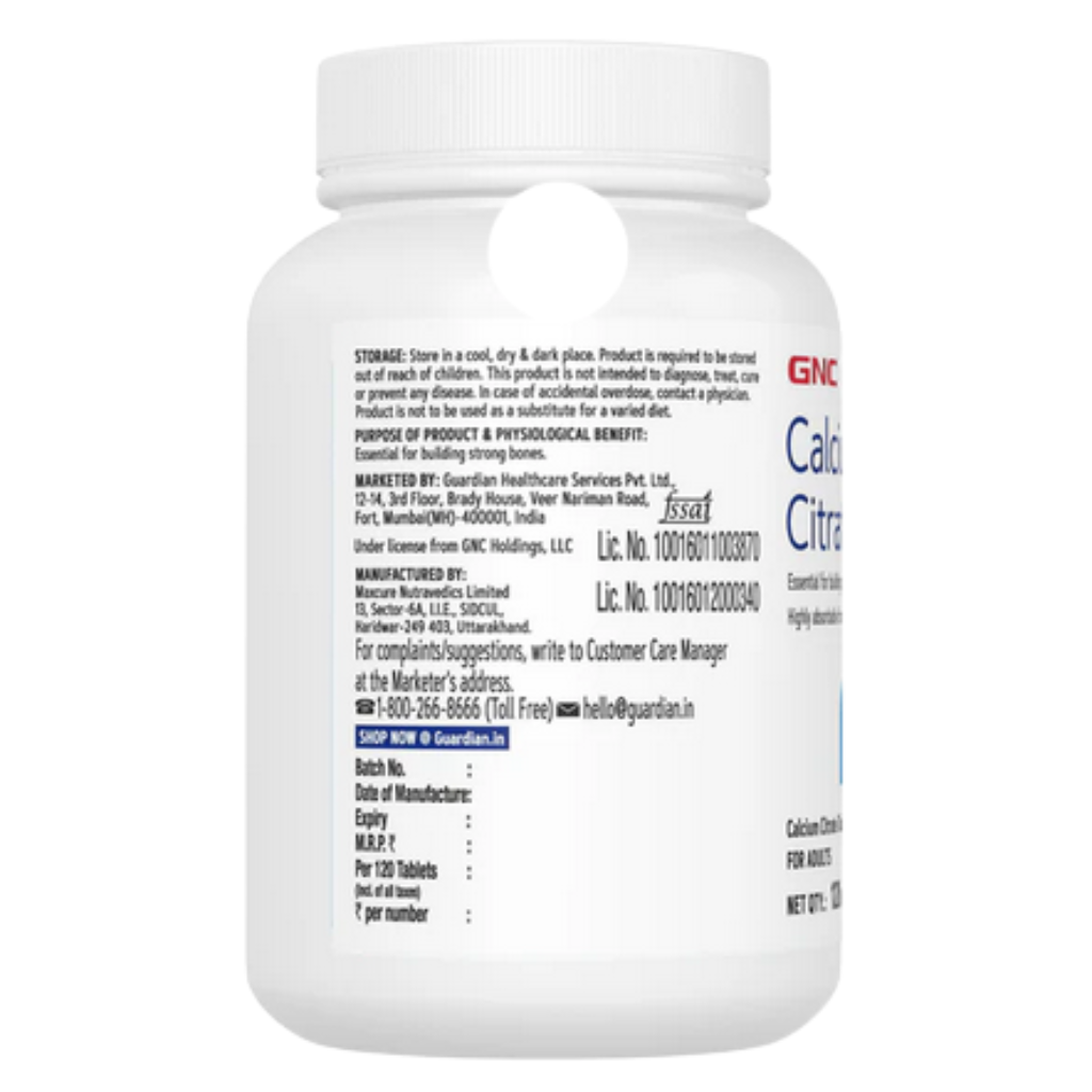 GNC Calcium Citrate-1000mg-120T - Image 3