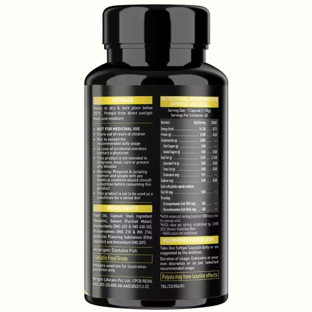 MuscleBlaze Gold Fish Oil omega -3x - 1300mg- 60T - Image 2